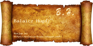 Balaicz Hugó névjegykártya